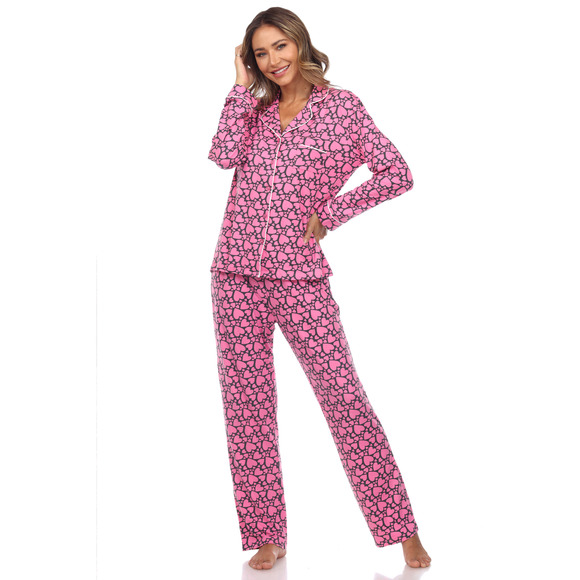 Long Sleeve Heart Print Pajama Set - Picture 1 of 4